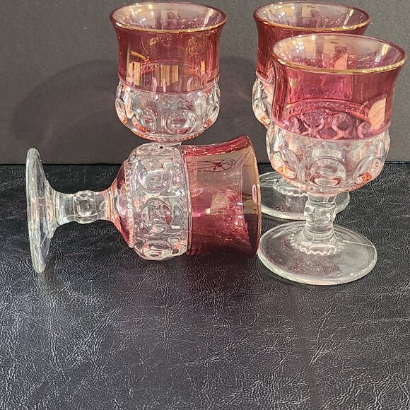 Set of 4 Vintage Tiffin Franciscan King's Crown-Flash Water Goblets - Picture 9 of 10